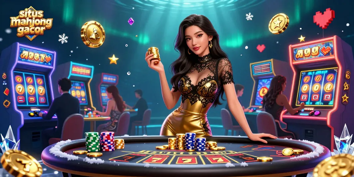 Experience big wins at situs mahjong gacor with a glamorous dealer among exciting slot machines.