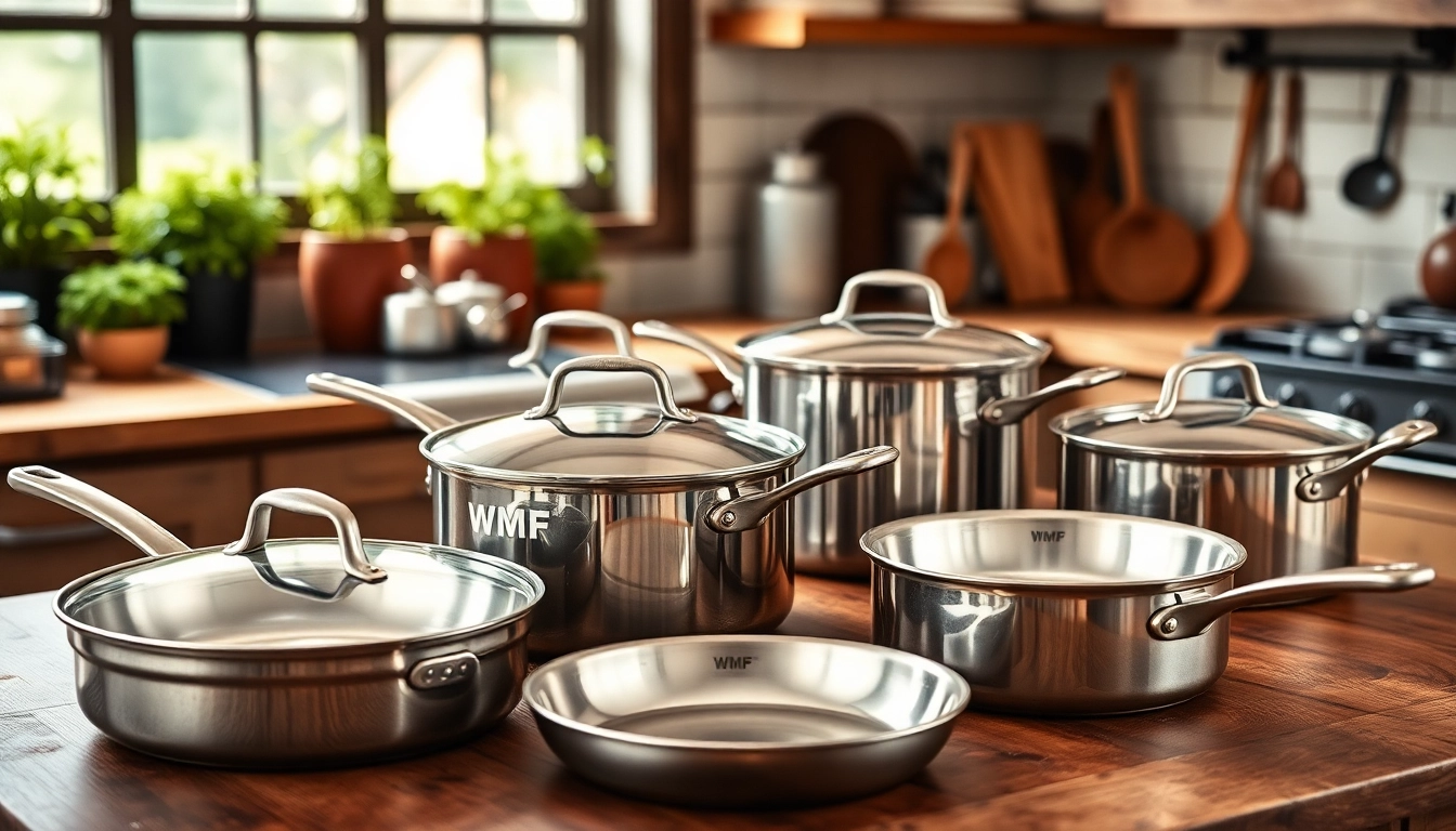 Showcase of WMF cookware NZ highlighting premium cookware styles and elegant design.
