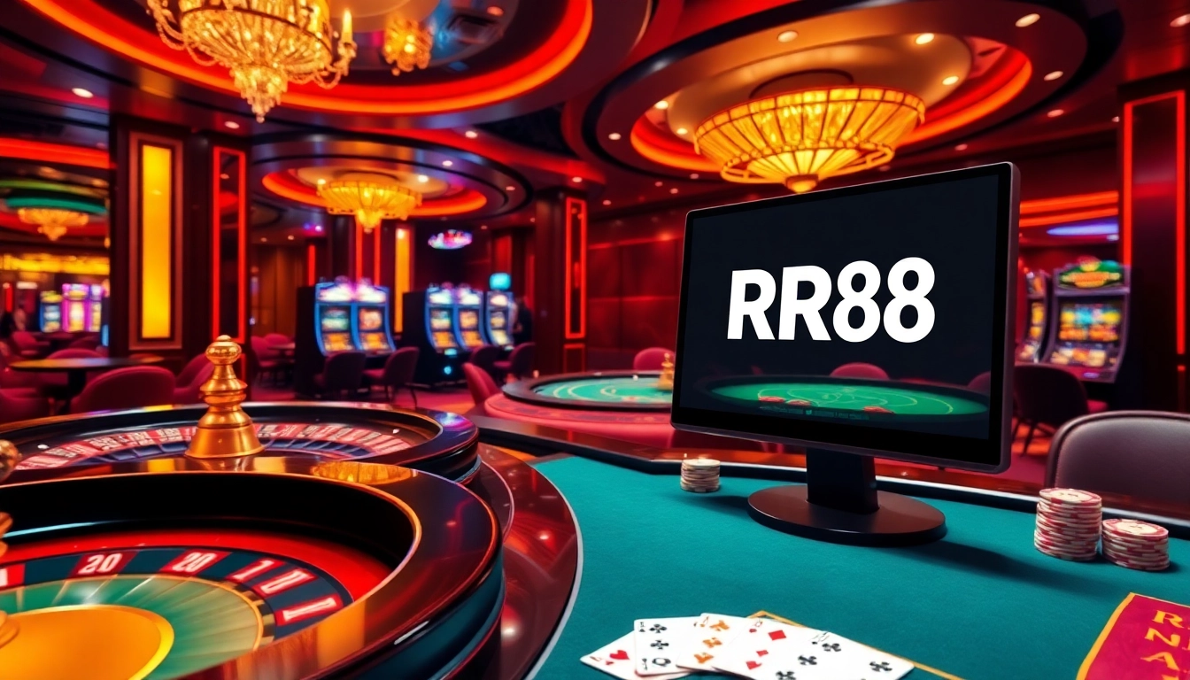 Experience luxury gaming at RR88 with vibrant tables and exciting slot machines.
