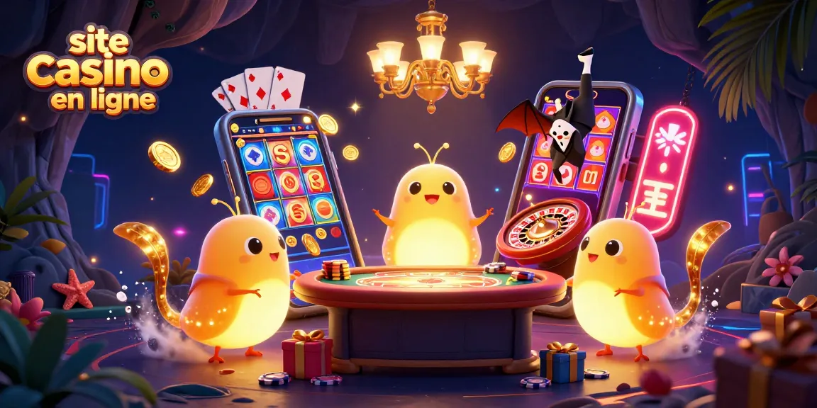 Jouez sur le site casino en ligne avec des vers luisants illuminant un casino dans une scène animée.