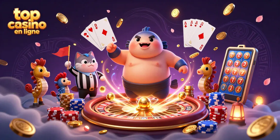 Découvrez le top casino en ligne avec une scène dynamique de fugu et roulette sous-marine.