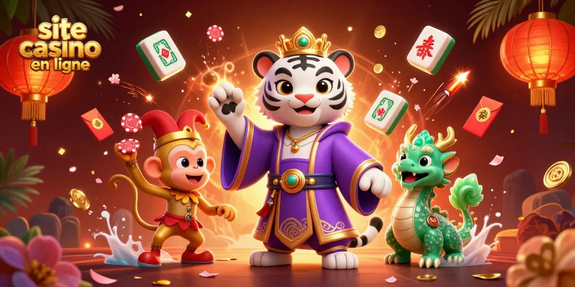 Célébrez votre expérience sur un site casino en ligne avec un tigre royal et un singe jongleur.