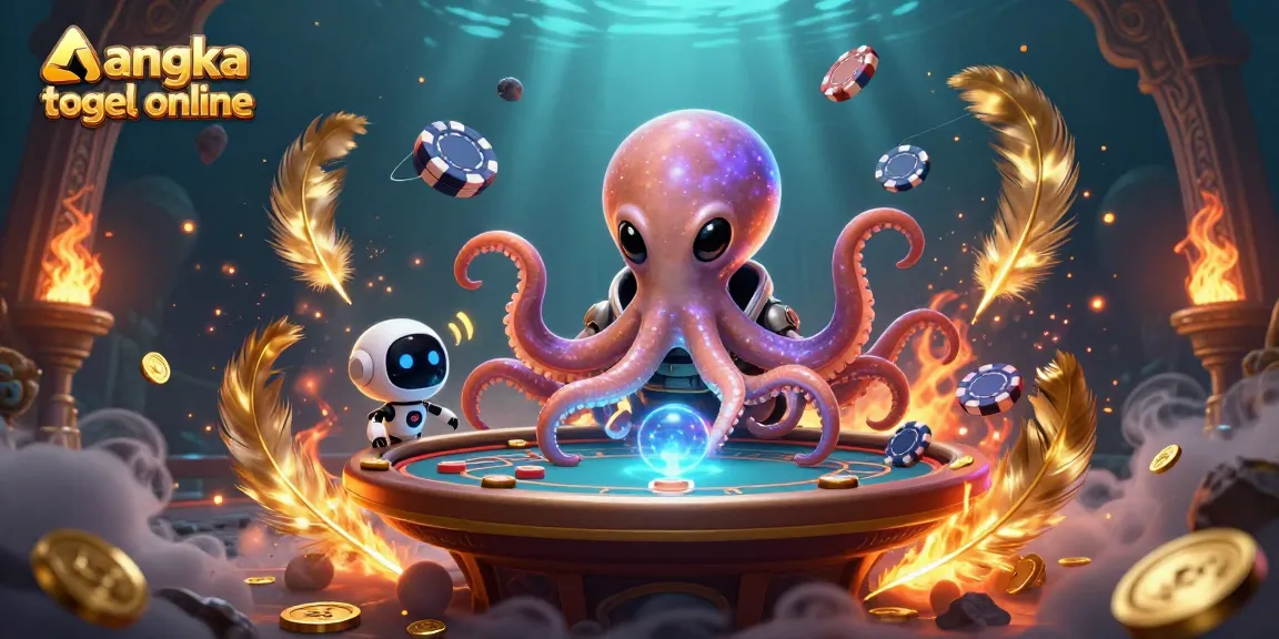 Experience the thrill of angka togel online with animated alien octopus and futuristic poker table.