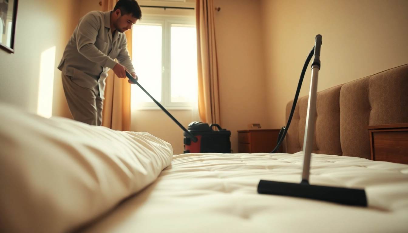 Affordable bed bug treatment performed by a professional in a well-lit bedroom.