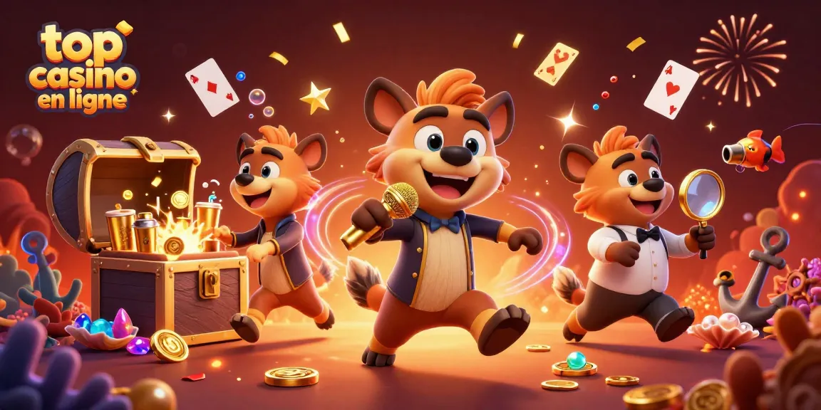 Découvrez la scène animée d'un top casino en ligne avec des hyènes comiques.