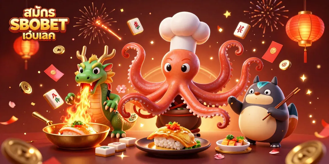 สมัคร SBOBET เว็บตรง and join the fun with a vibrant 3D casino scene featuring dynamic characters and festive elements.
