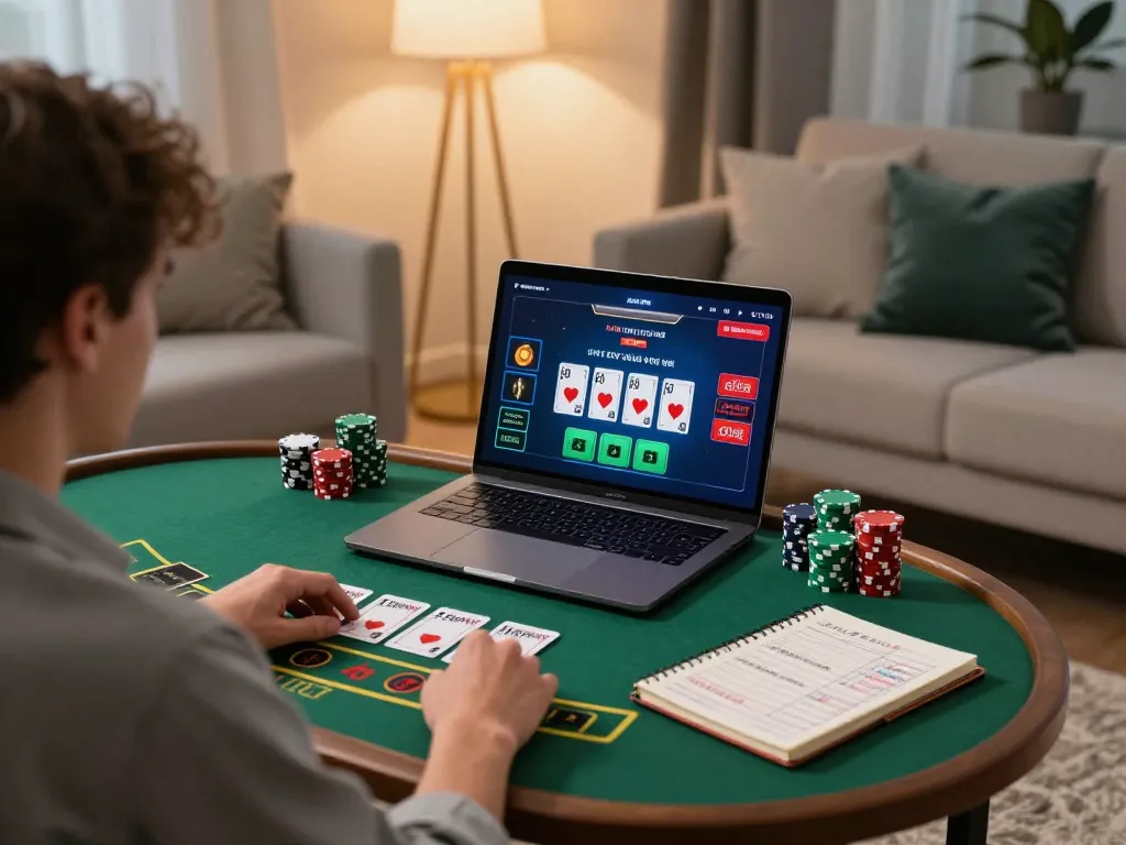 Pemain menikmati blackjack dealer langsung secara online di rumah dengan paris888, menampilkan permainan strategis dan suasana yang nyaman.