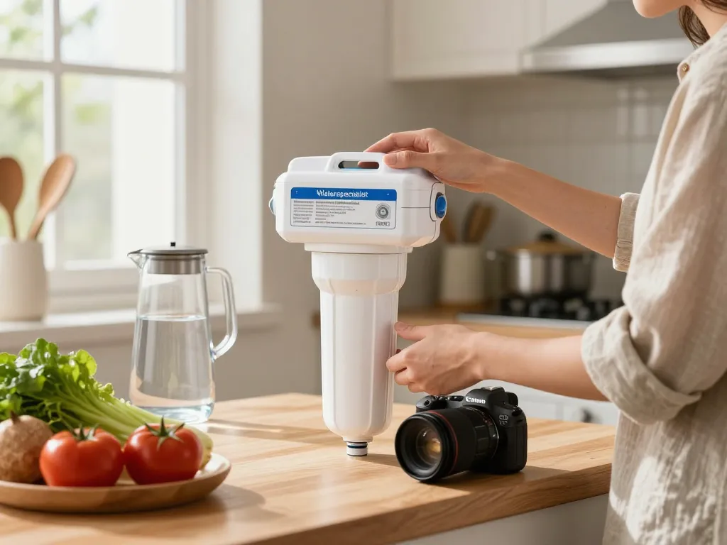 Replacing the Waterspecialist Replacement for GE® RPWFE® in a bright home kitchen