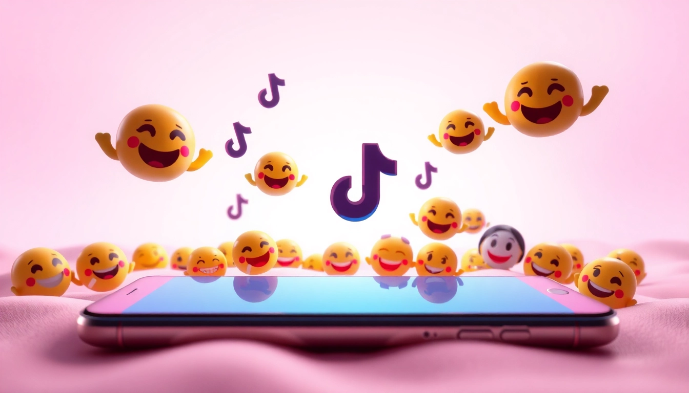 Engaging expression of TikTok emojis set against a vibrant digital backdrop.