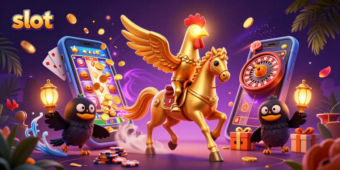 Menangkan jackpot di permainan slot dengan ilustrasi kasino yang kaya warna dan elemen yang penuh aksi.