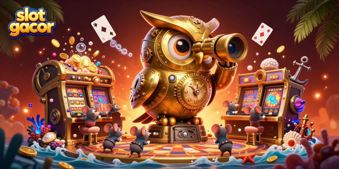 Experience exciting slot gacor action in a vibrant 3D illustration of a casino scene.