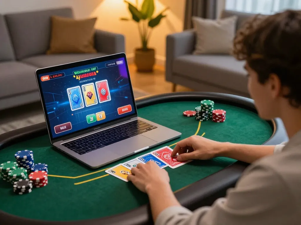 Engaging online poker gameplay with gtatogel interface visible, showcasing a relaxed gaming atmosphere