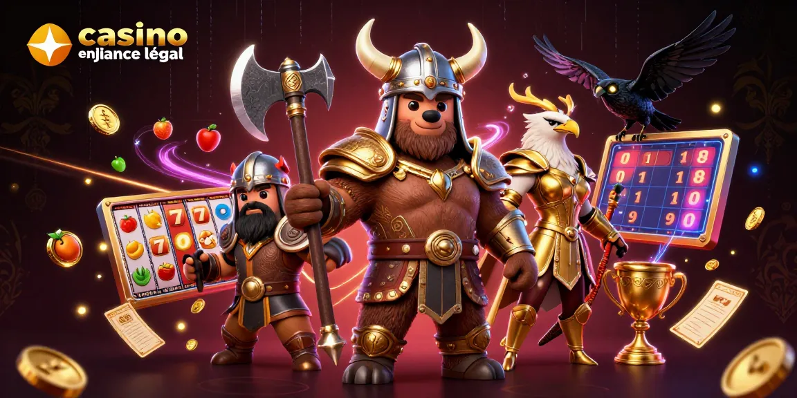 Jouez au casino en ligne France légal avec des symboles de jackpot et des personnages dynamiques.