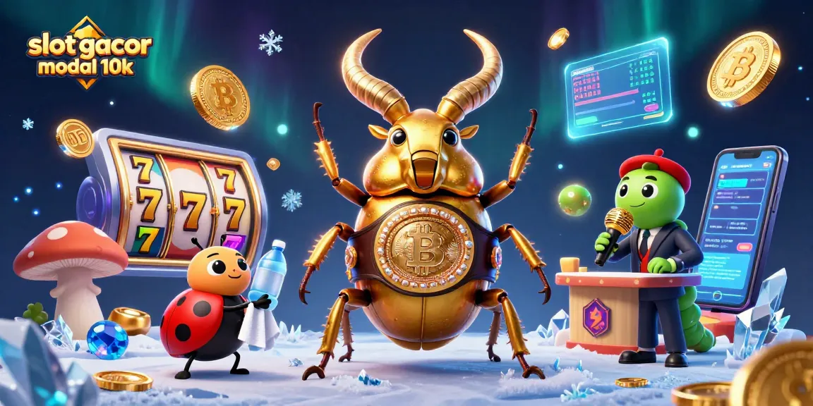 Experience the excitement with slot gacor modal 10k as a giant golden stag beetle battles on a vibrant casino stage.