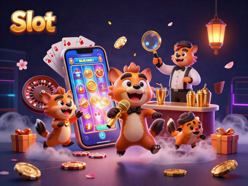 Spin vibrant Slot games in a lively casino scene with hyenas bringing humor and fun.