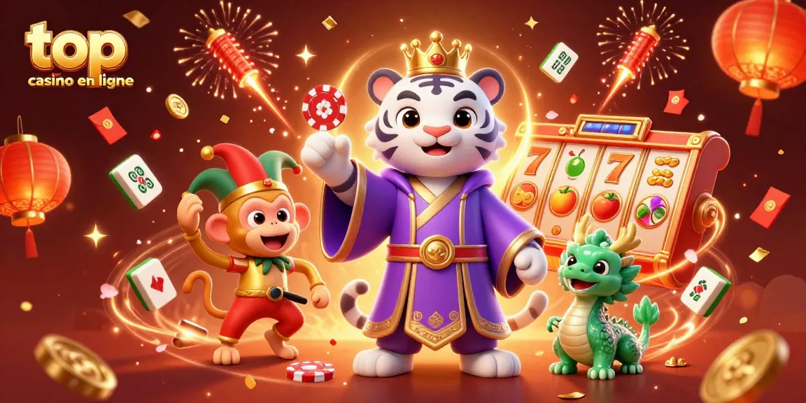 Découvrez l'animation festive du top casino en ligne avec un tigre majestueux et ses admirables compagnons.