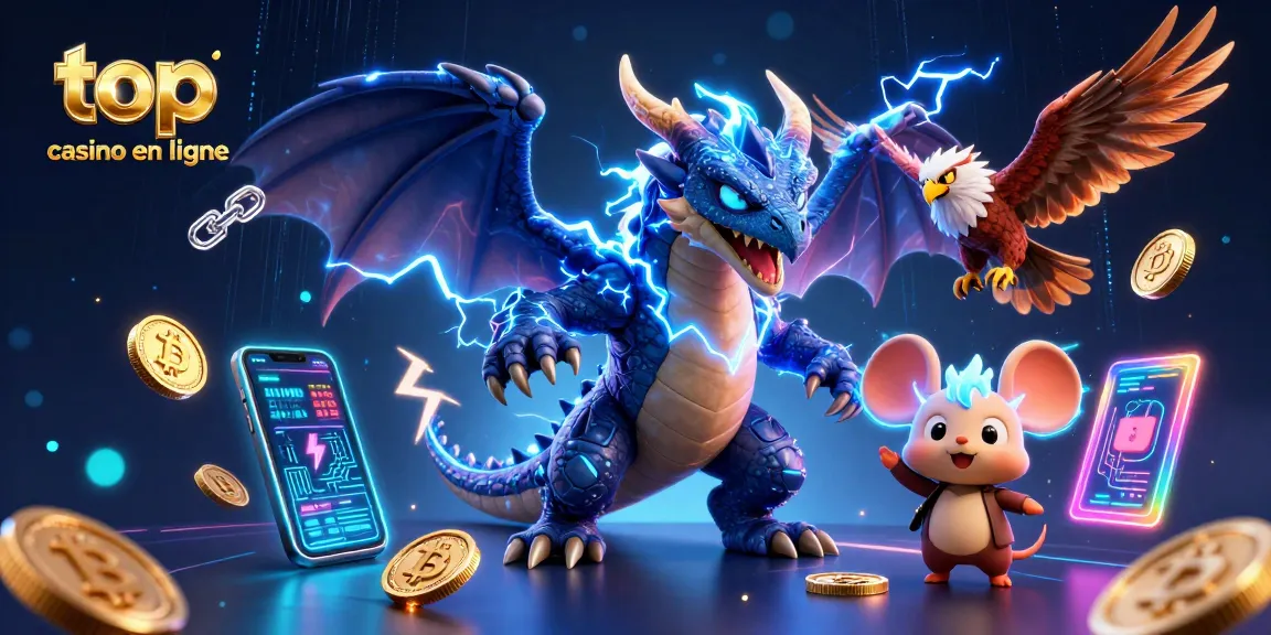 Plongez dans le meilleur casino en ligne avec un dragon tonnerre, un faucon lumineux, et des pièces de crypto.