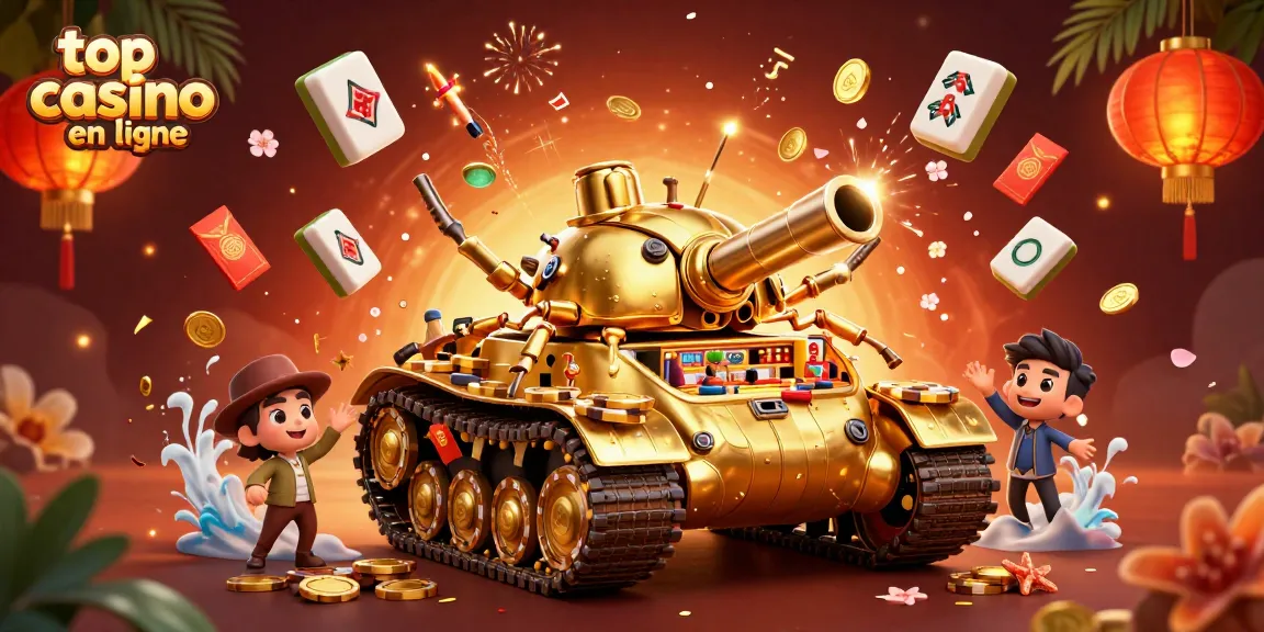 Jouer au top casino en ligne avec un tank à scarabée doré révélant un casino miniature vibrant.