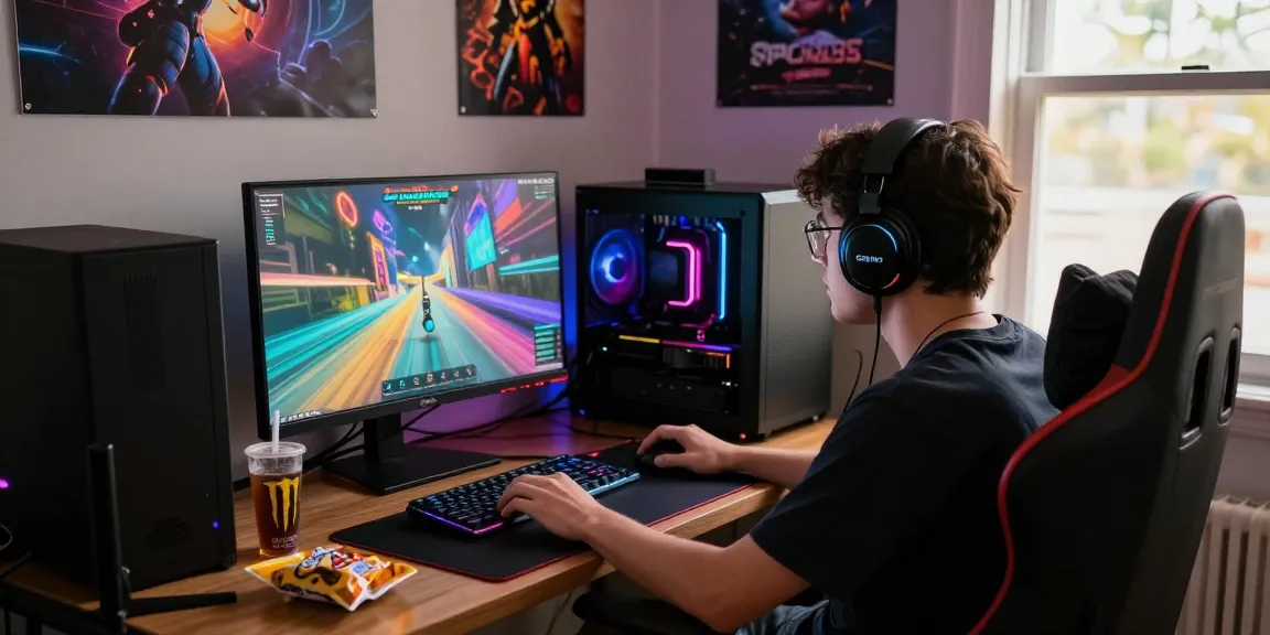 Engaged player enjoying SPACEMAN88 online gaming in a vibrant setup with gaming equipment and snacks.