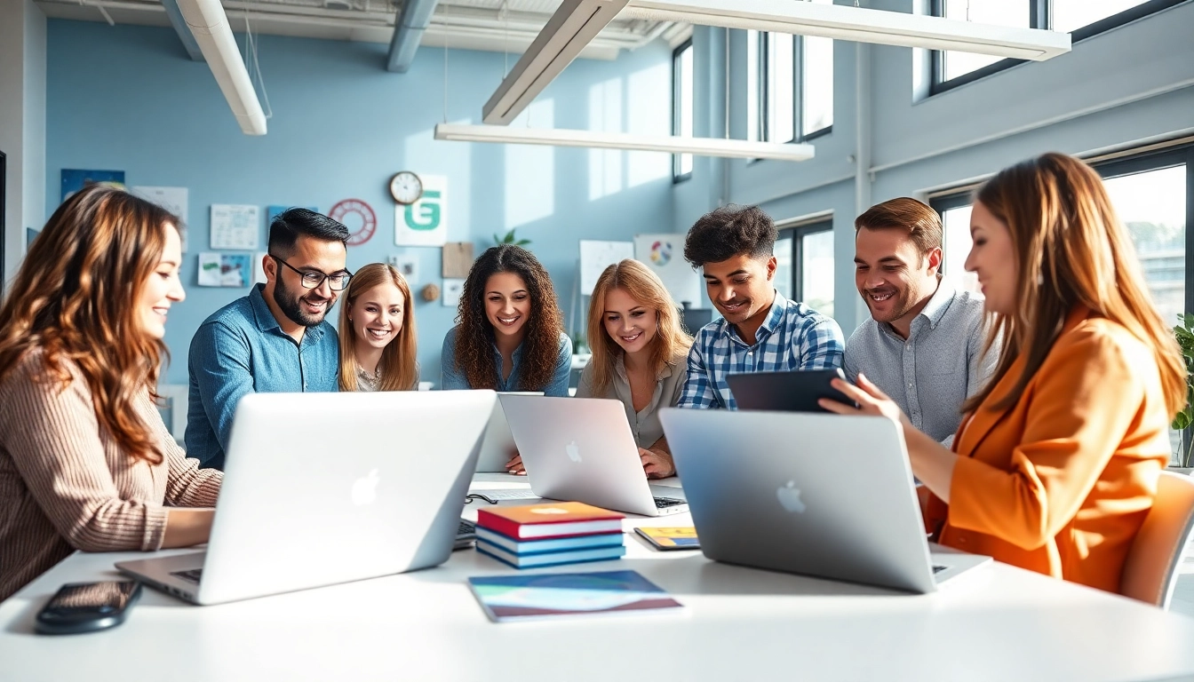 Website Designers Hereford collaborating in a dynamic office environment.