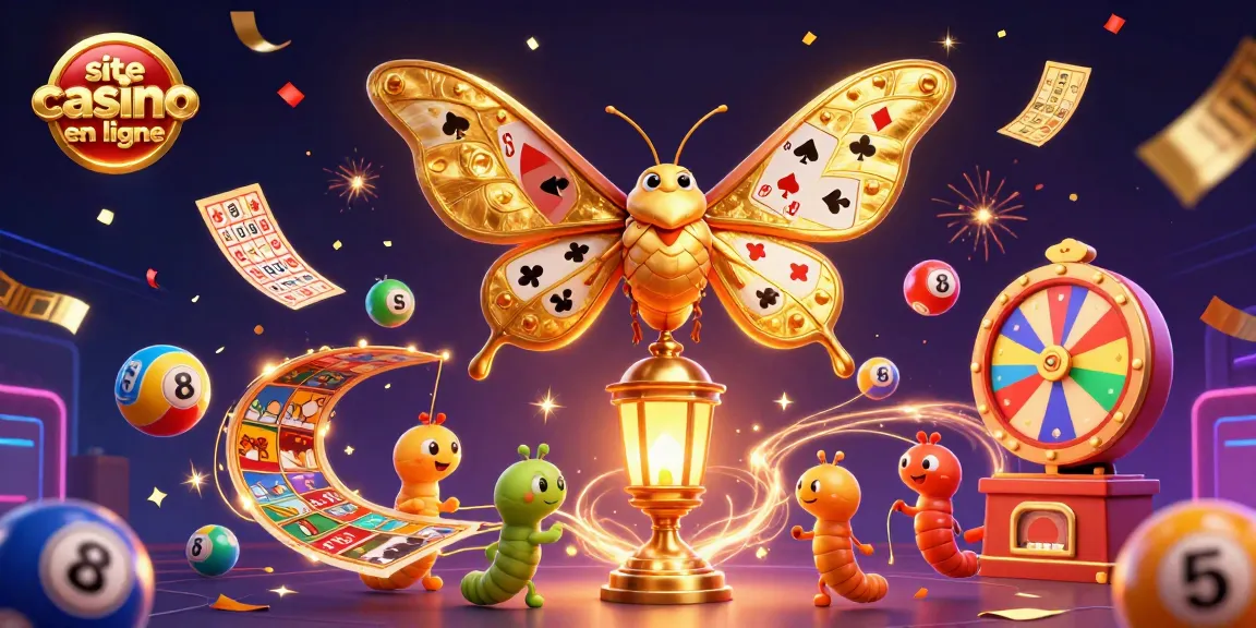 Jouez sur un site casino en ligne avec des ballons de loterie colorés et une ambiance festive.