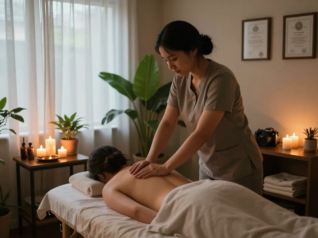 편안한 분위기의 웰니스 스튜디오에서의 편안한 삼산동 마사지 세션.