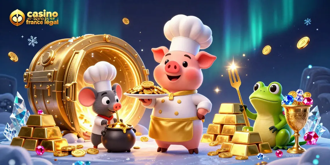 Illustration dynamique mettant en valeur le concept de casino en ligne français légal avec des personnages animés et des éléments de jeu.