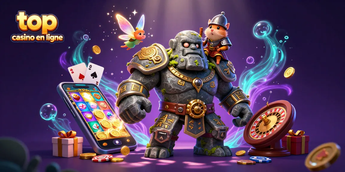 Revivez l'excitation du top casino en ligne avec ce golem gardien et son compagnon féerique.