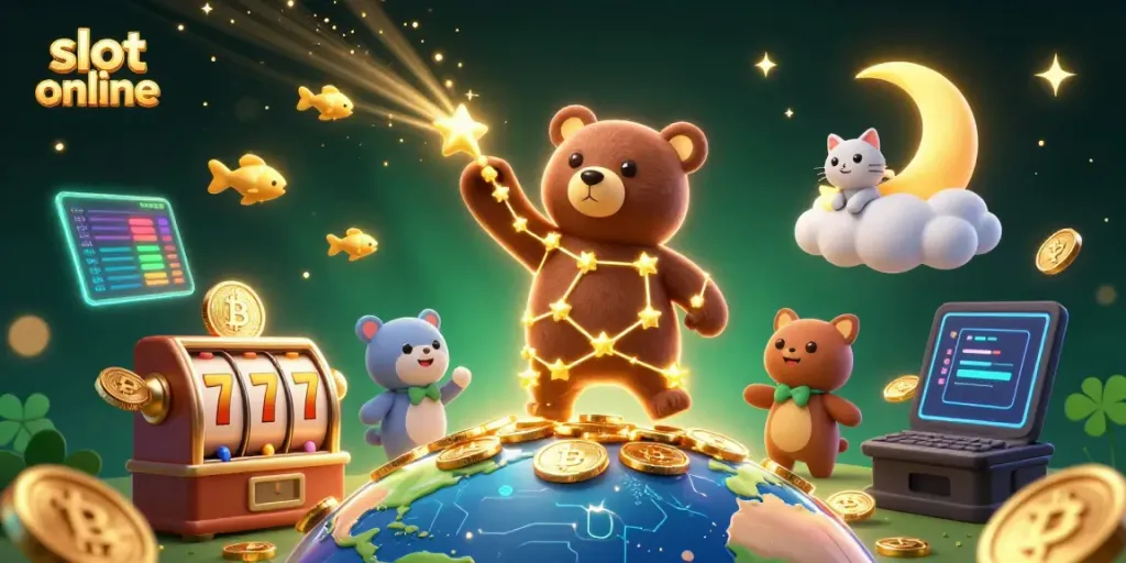 Menangkan jackpot dengan memainkan slot online di dunia penuh koin yang bersinar.