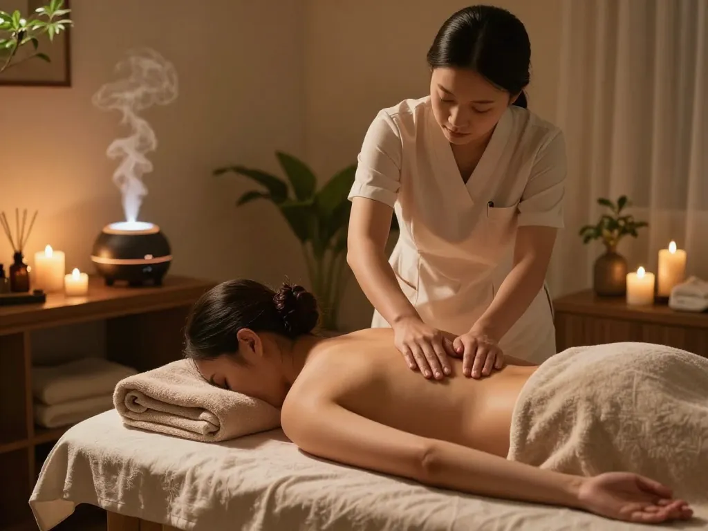 Relaxing 서초스웨디시 massage session in a tranquil spa setting with soothing elements.