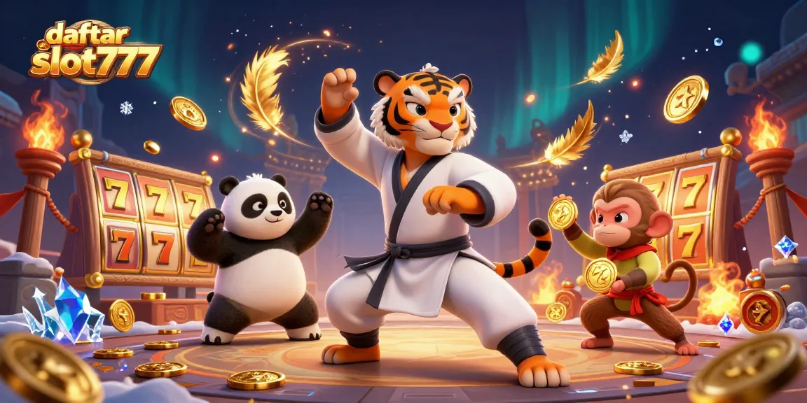 Engage with daftar slot777's exciting slots through a vibrant 3D illustration of playful characters.