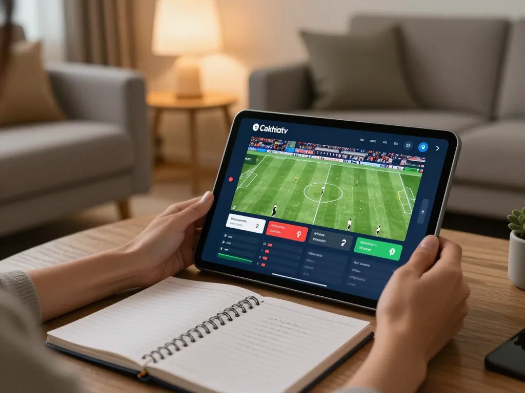 Cakhiatv user engaged in online sports betting session with live match interface displayed