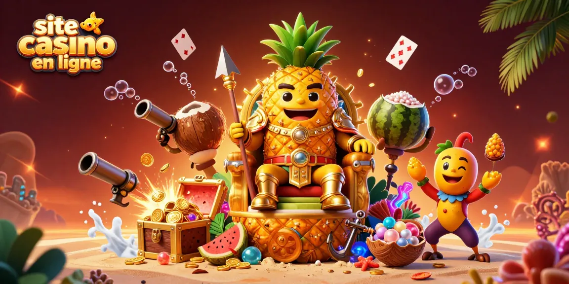 Découvrez le monde captivant du site casino en ligne avec un roi ananas et des gardes.