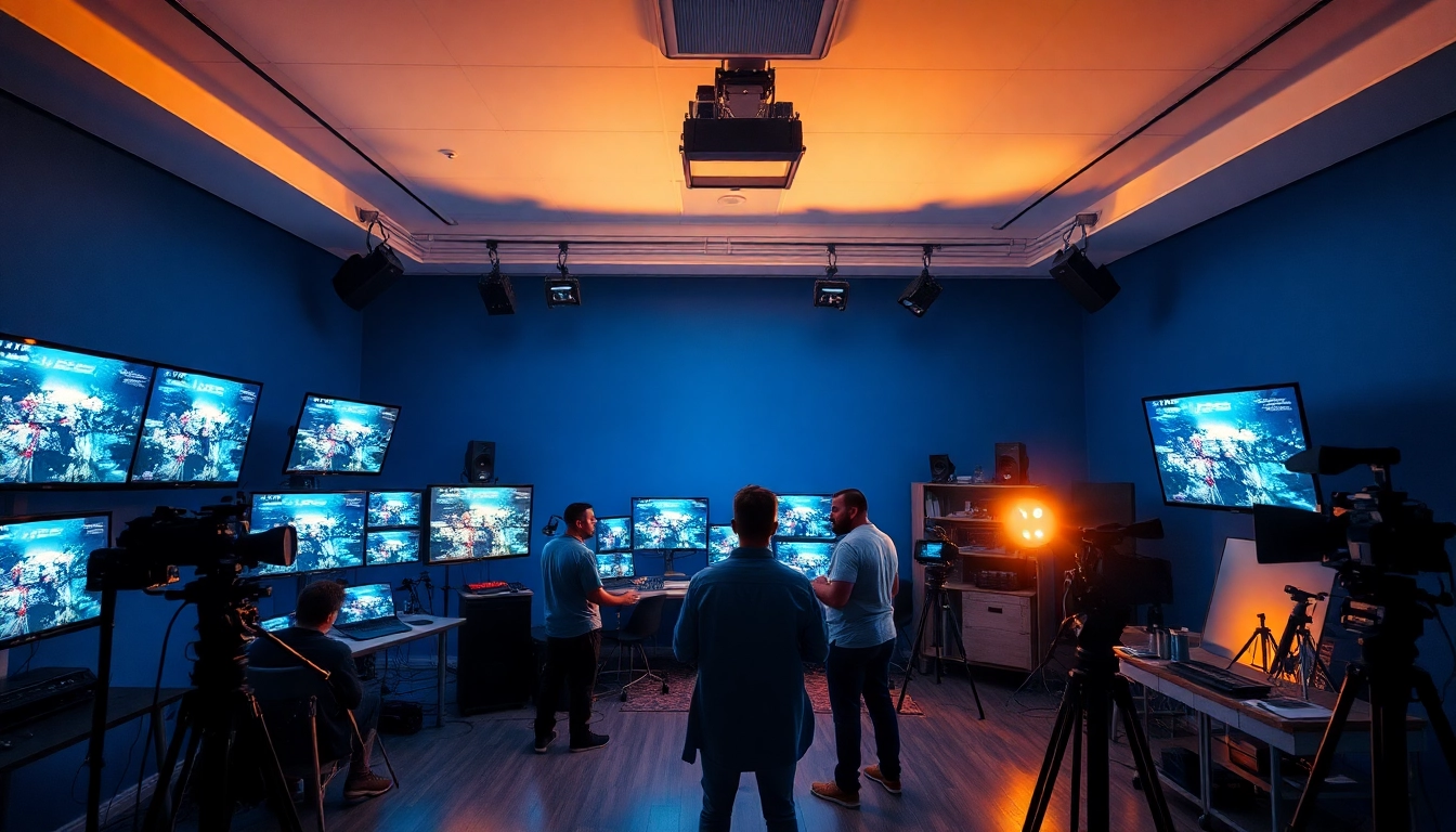 Showcase of edmonton production companies in a professional video editing studio with crew collaboration.
