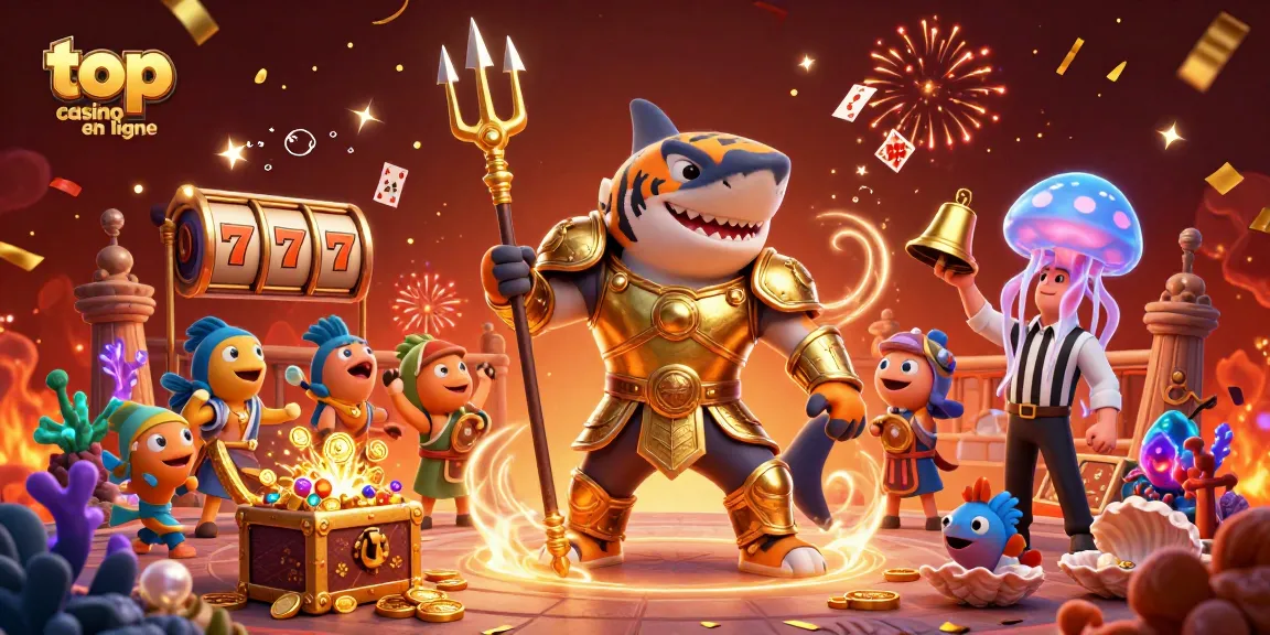 Explorez les lots dorés au top casino en ligne avec un requin tigre et des trésors sous-marins.