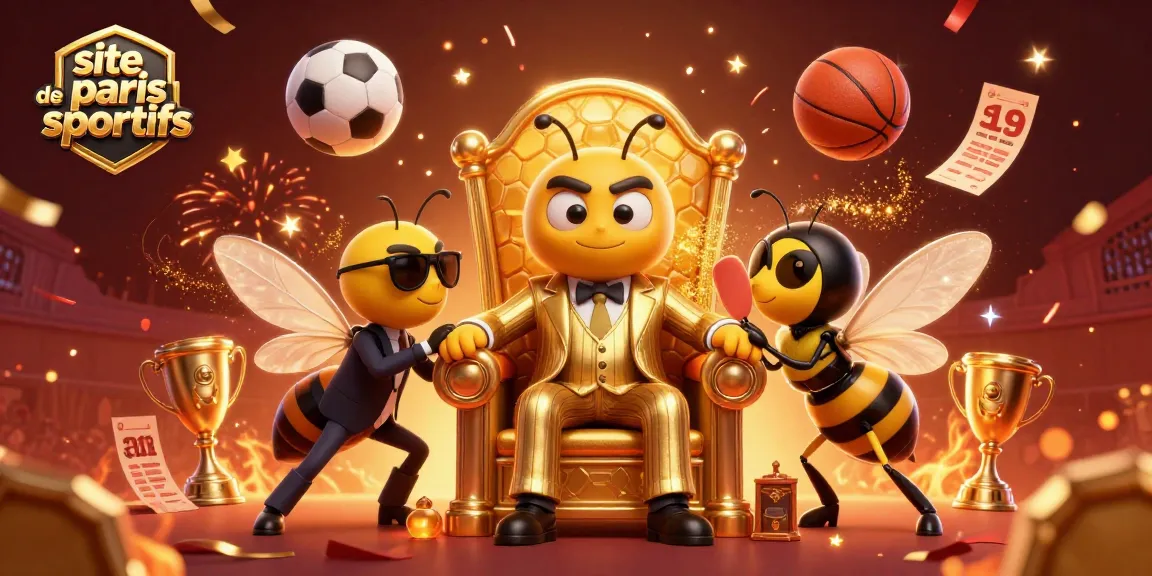 Une illustration dynamique représentant le site de paris sportifs avec des personnages colorés et des éléments de paris.