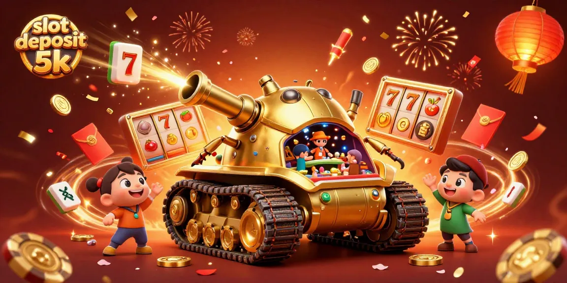 Experience the excitement of slot deposit 5k with a vibrant 3D casino scene featuring golden characters and vibrant elements.