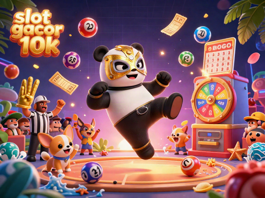 Experience the excitement of slot gacor 10k in this vibrant 3D scene with animated characters and dynamic elements.