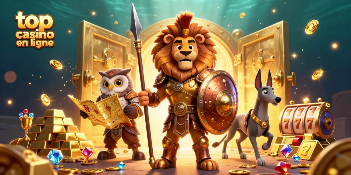 Jouer efficacement dans le top casino en ligne avec un lion héros et un sage hibou.