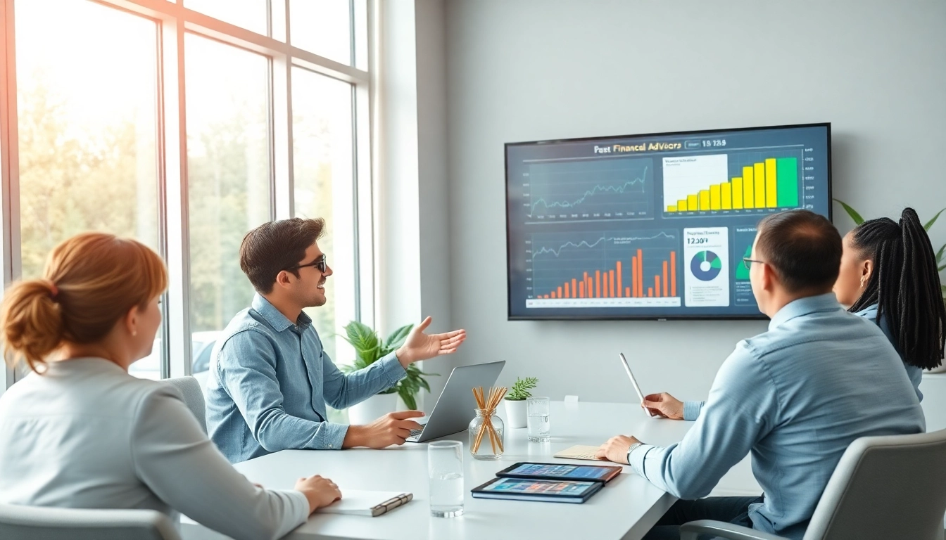Visual representation of fast finance techniques in a modern financial advisory office.