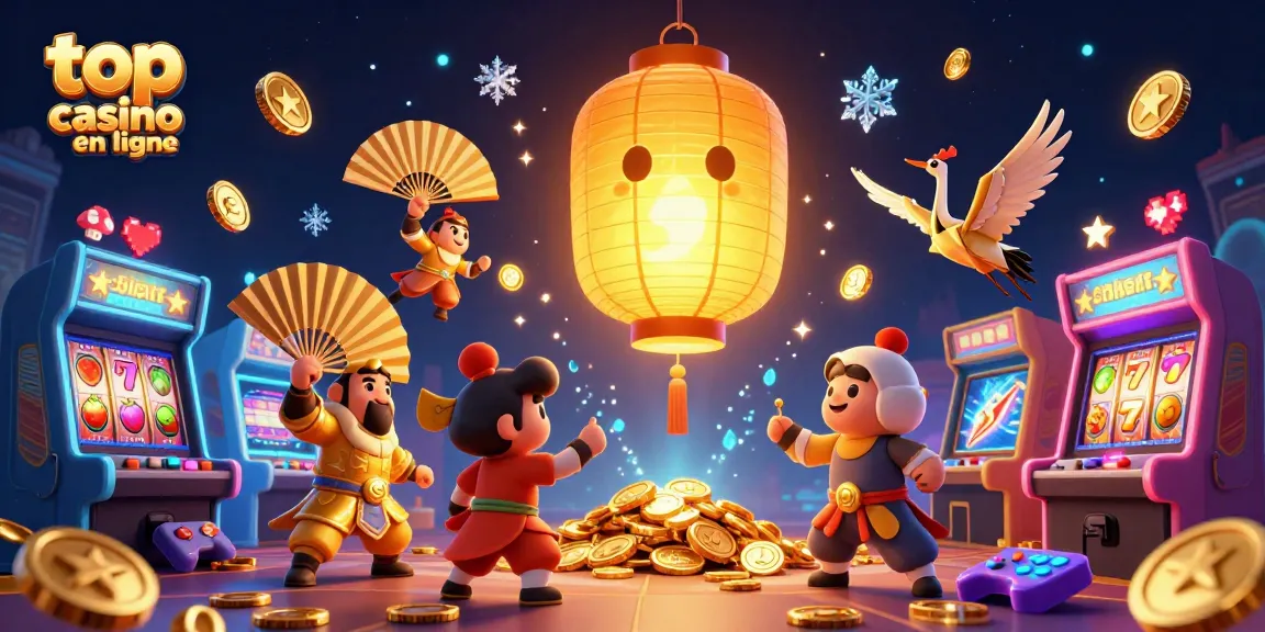 Découvrez l'énergie du top casino en ligne avec des personnages colorés et des machines à sous scintillantes.
