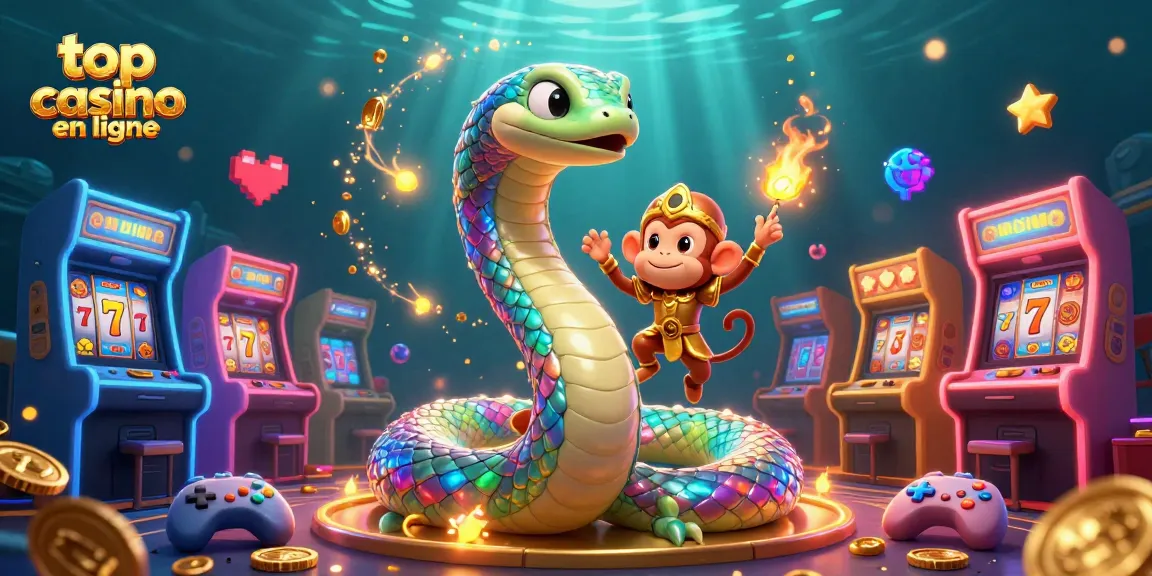 Vibrez avec le top casino en ligne dans cette scène dynamique remplie de serpent et de jeux.