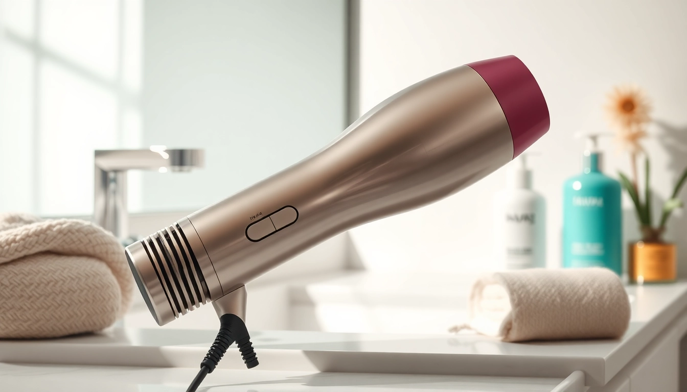 Transform frizzy hair with this sleek and modern hair dryer for frizzy hair on a stylish counter.