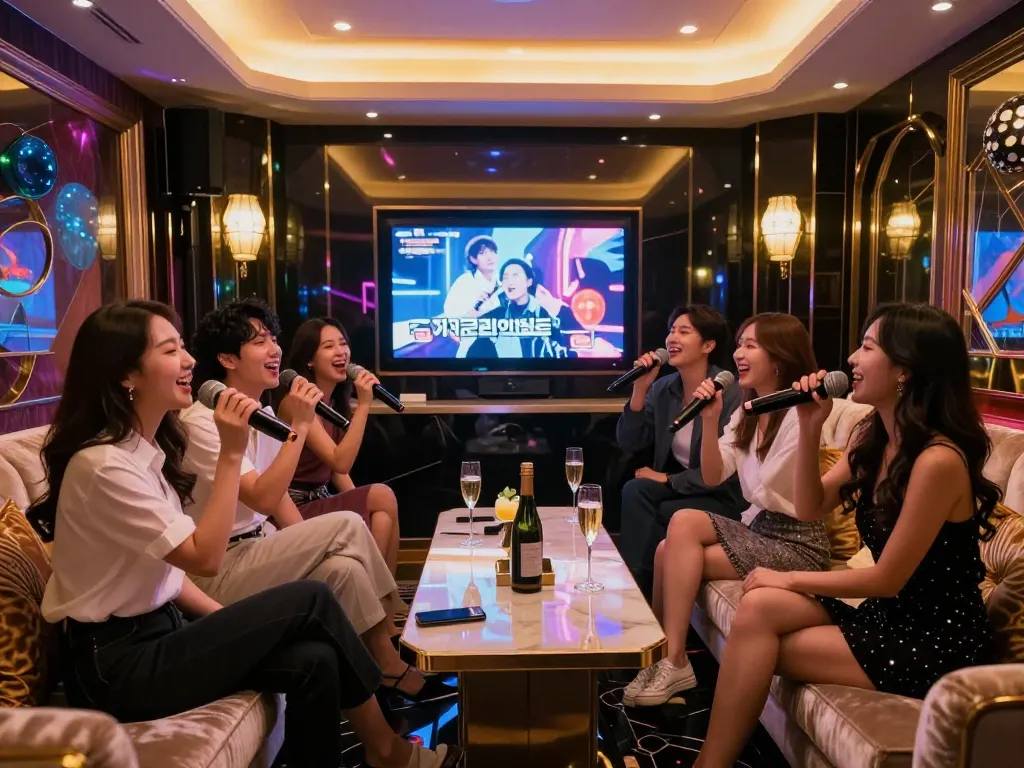 강남달토에서 생기 넘치는 그룹 노래방 경험, 활기찬 분위기와 고급스러운 환경
