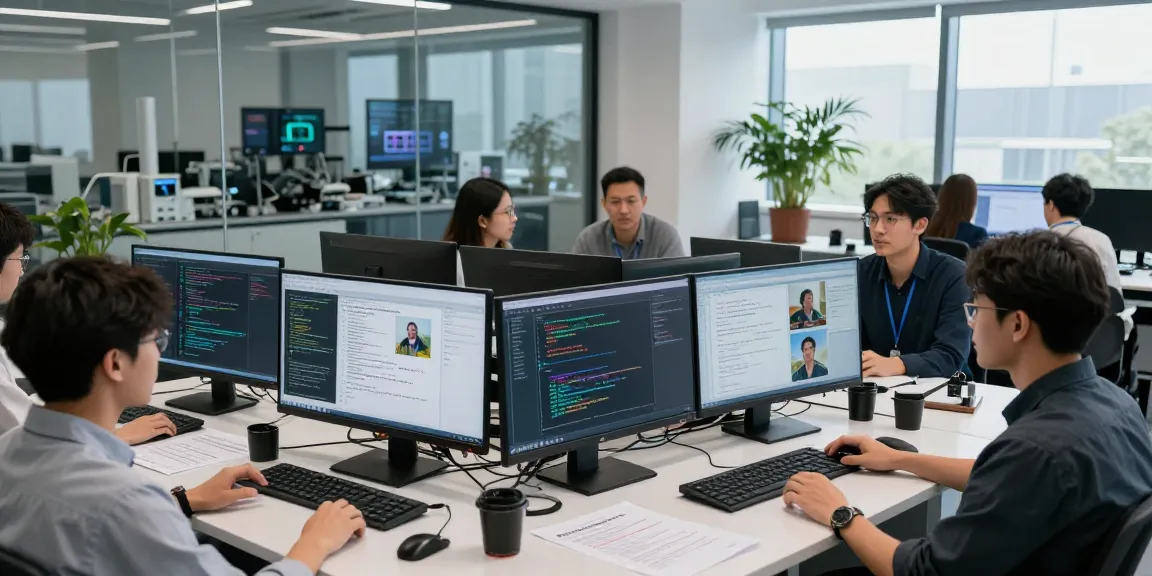 Detect AI image through advanced algorithms in a collaborative tech workspace.