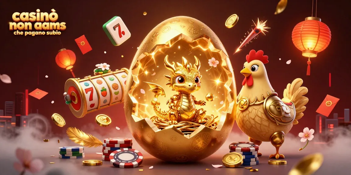 Casinò non AAMS che pagano subito, illustrando un uovo d’oro che si apre per rivelare un drago d’oro cristallizzato in un contesto di gioco d'azzardo ricco di dettagli.