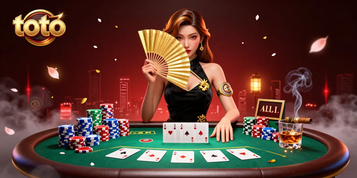 Experience thrilling poker gameplay with toto at a vibrant casino setting featuring beautiful visuals.