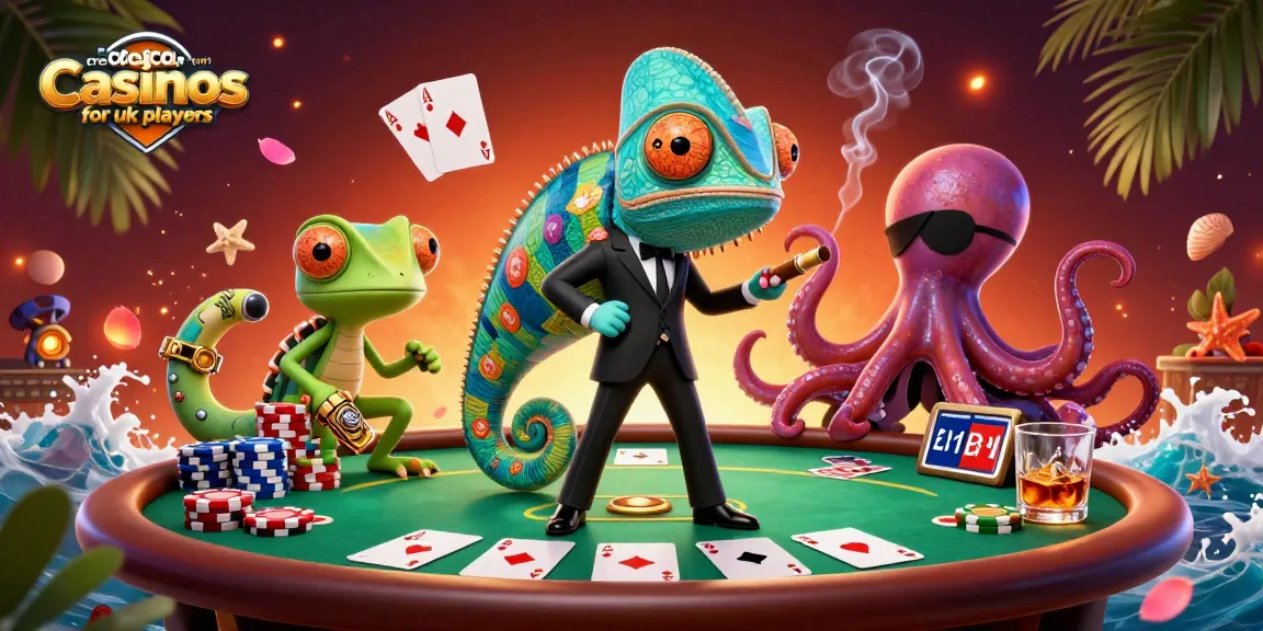 Engage with credit card casinos for UK players, featuring vibrant casino action and colorful poker elements.