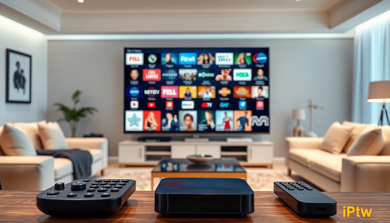 Engaging IPTV Suisse streaming setup in a modern living room with cozy lighting.
