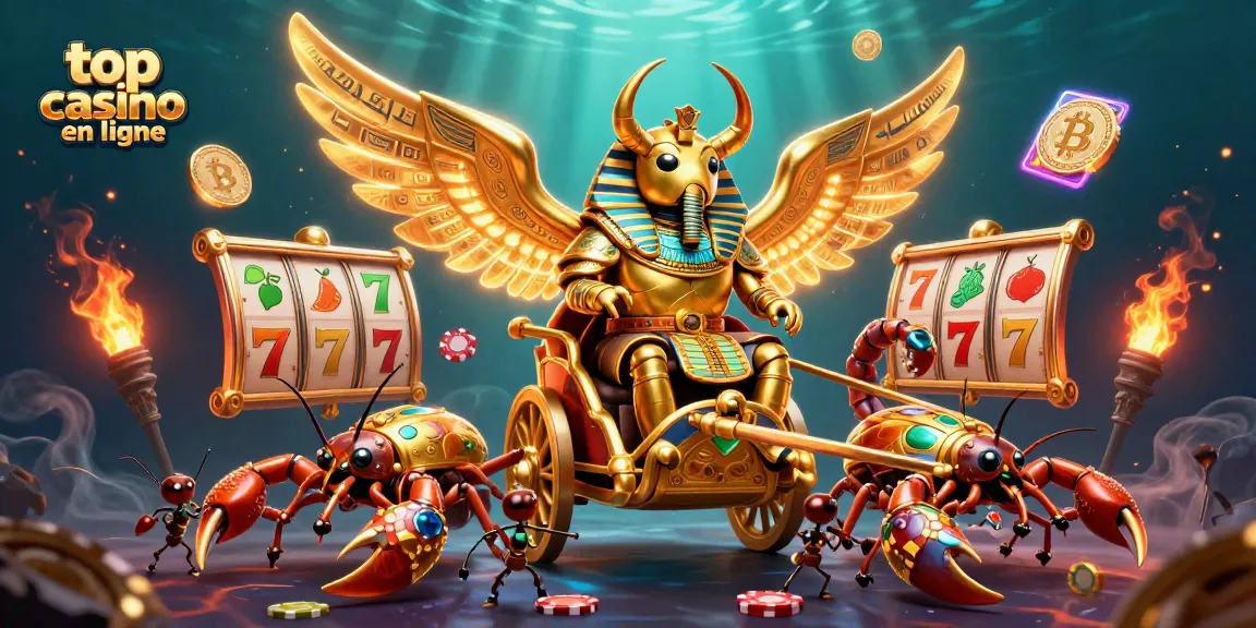 Une scène dynamique représentant le meilleur casino en ligne avec des symboles de machines à sous et des jetons de poker.